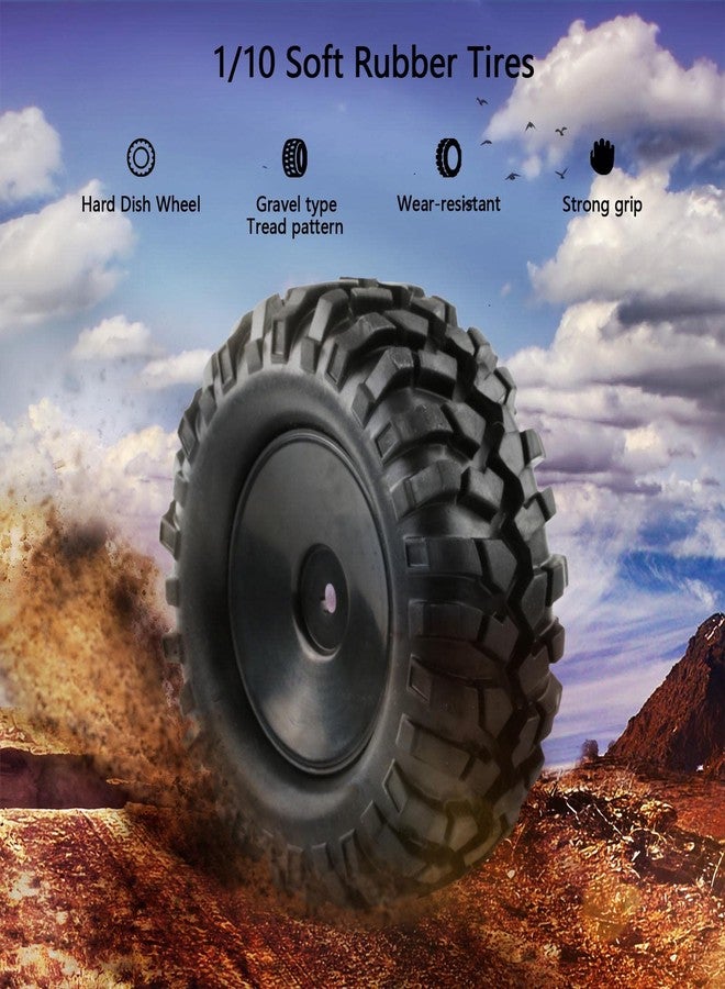 Rchobbytop 4pcs 1/10 Wheels and Tires with Lock Nuts Washers Wrench, 12mm Hex Hard Dish Wheel for Racing Off Road Buggy Truck Rock Crawler RC4WD Tamiya MST HSP CR12 - Image 5